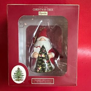 Spode Festive Gnome with Green Tree Ornament, ceramic. NWT